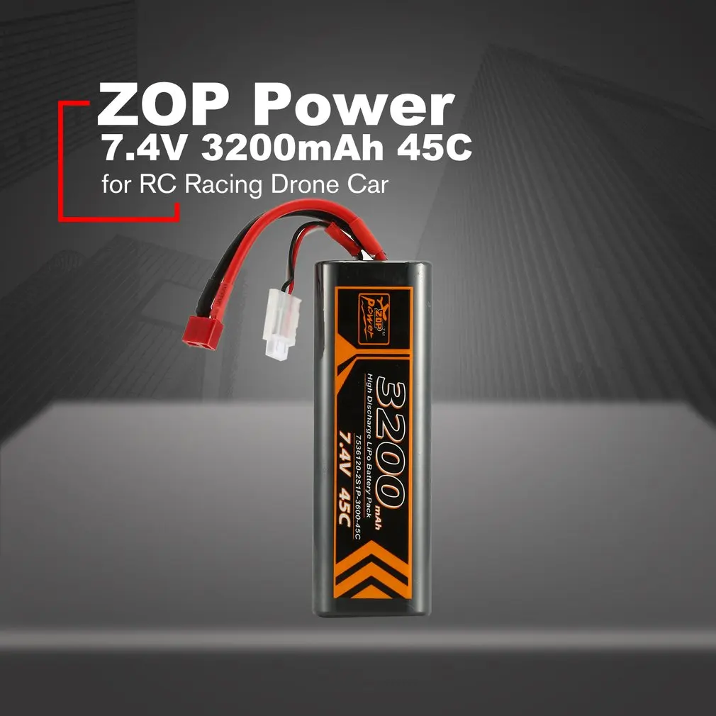 ZOP power RC Lipo Аккумулятор 7,4 V 8000 mAh/5000 MAH 35C/45C перезаряжаемый Lipo аккумулятор T разъем для радиоуправляемого гоночного дрона вертолета автомобиля лодки
