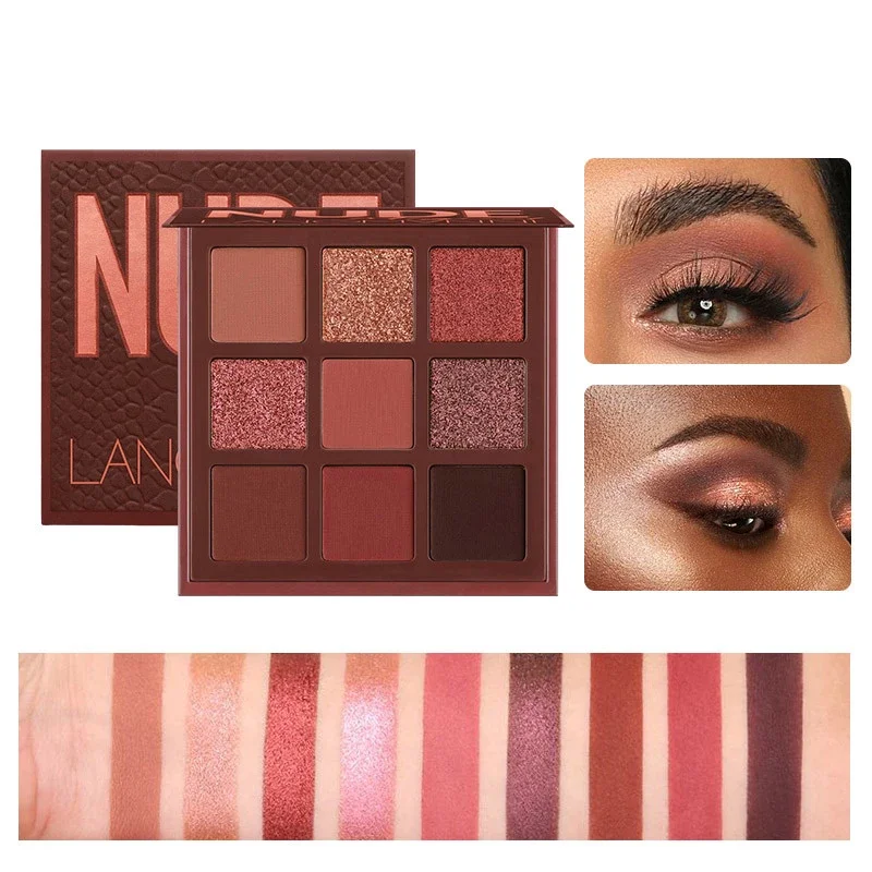 Langmanni Nude Eyeshadow Makeup Palette Matte Lasting Waterproof Non-Flying Powder Makeup Cosmetics eye shadow eye shadow plate 9 Colors
