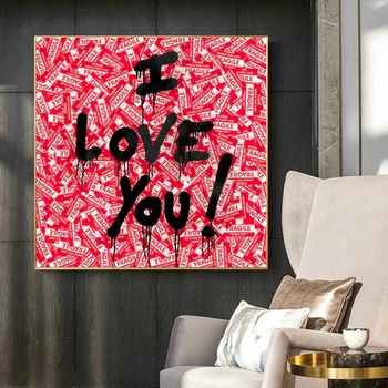 

Pop Art I LOVE YOU Letter Canvas Paintings Graffiti Wall Street Art Posters and Prints Decorative Pictures for Home Decor