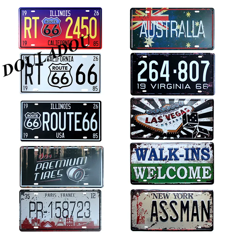 [Douladou] USA Route66 металлическая жестяная вывеска, украшение для офиса, украшение для дома, декоративные старинные настенные картины, декор для бара 30x15 см