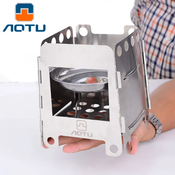 

Camping Wood Stove Portable Outdoor Folding Titanium Wood Stove Burning for Backpacking Survival Cooking Picnic Hunting