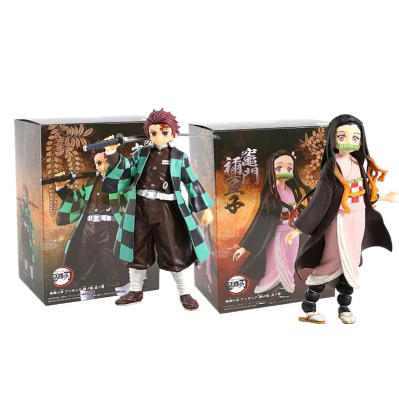 Demon Slayer Tanjirou Nezuko ПВХ Фигурки Модель игрушки Demon Slayer аниме-фигурка Kimetsu no Yaiba аниме Fgures - Цвет: Серый
