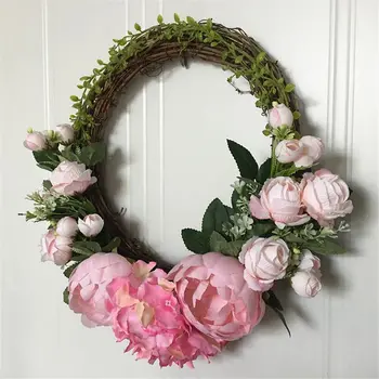 

Artificial Flowers Peony Wreath Spring Wreath Outdoor for Front Door
