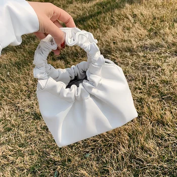 

Round Handle Solid Color PU Leather Small Totes for Women 2020 Fashion Summer Crossbody Shoulder Simple Handbags