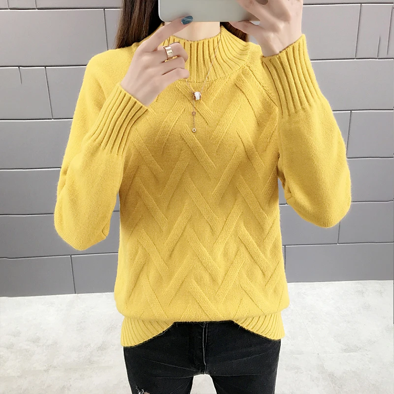 TIGENA Fall Winter Pullover Sweater Women Long Sleeve Turtleneck Sweater Female Korean Yellow Blue Green Warm Jumper Women