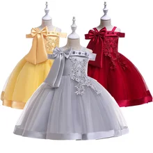 Серые Вечерние платья-пачки с фатиновой юбкой для девочек; платье принцессы с открытыми плечами для девочек; атласные костюмы; платья для дня рождения и свадьбы; платья для малышей