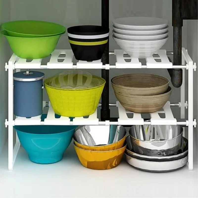 

Sink Drying Storage Rack 2 Tier Expandable Shelf Organizer Storage Rack Adjustable Holders Kitchen Tools Organizer