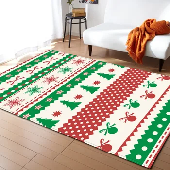 

large size 3D Christmas Santa Claus Anti-slip Kitchen Room Floor Mat Decor Flannel Carpet Rug