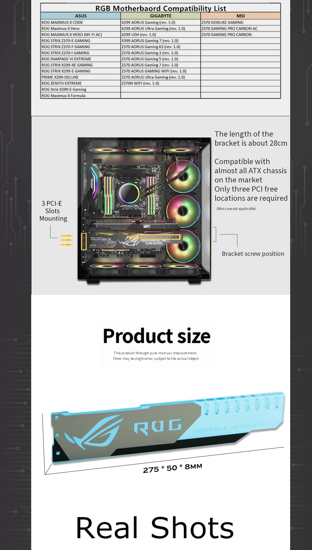 suporte suporte da placa de vídeo suporte da placa asus msi gigabyte asrock aura sync