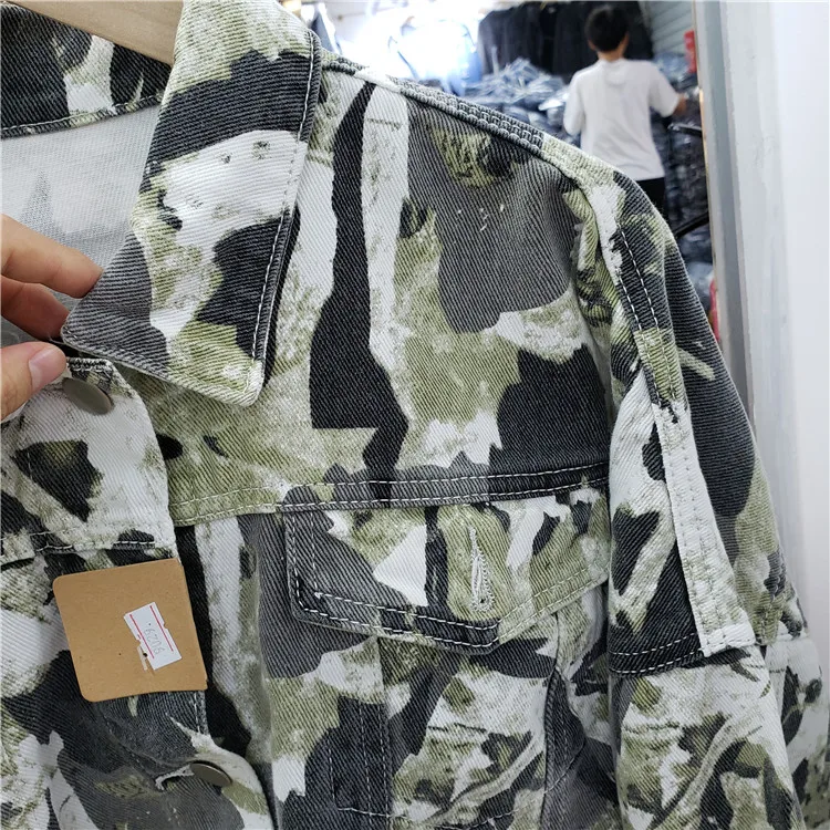 Камуфляжное пальто женская уличная одежда Студенческая BF Harajuku Осень Новые короткие джинсовые пальто с рукавами «летучая мышь» джинсовая куртка женская