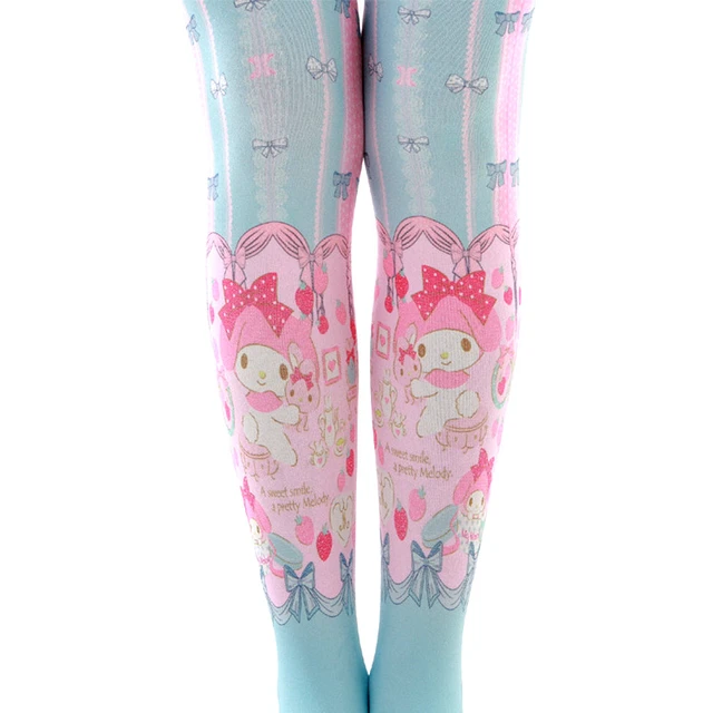 Women Tights with Cute Cat Print Harajuku Lolita Smooth and Heat