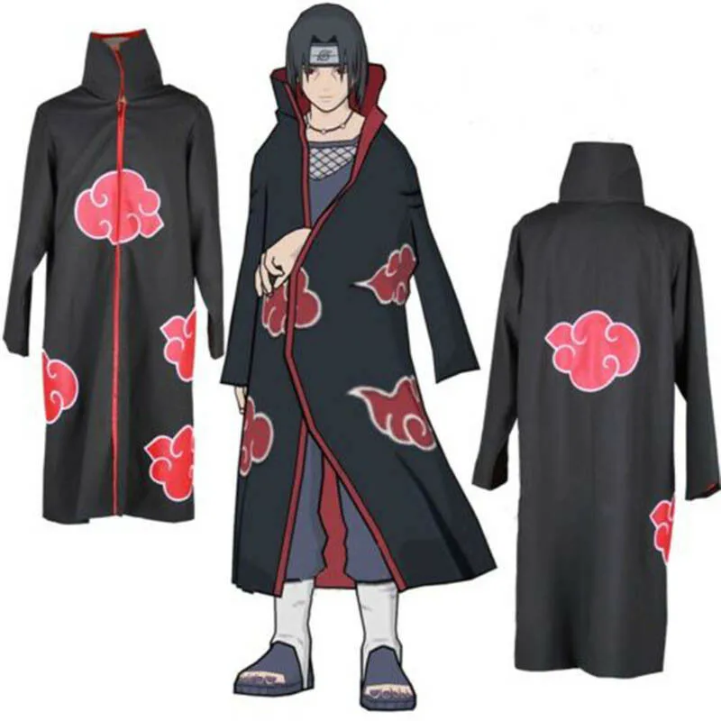 Anime Naruto Akatsuki Uchiha Itachi Cloak Cosplay Halloween Christmas Party Costume Cloaks Cape For Kids Adults