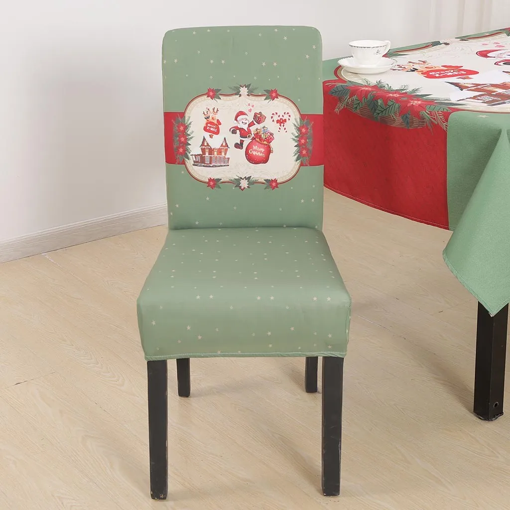 Christmas Chair Cover Case Gift Santa Xmas Party Seat Chair Case Slipcover Rectangular Tablecloth Home Party Decor New Year Gift