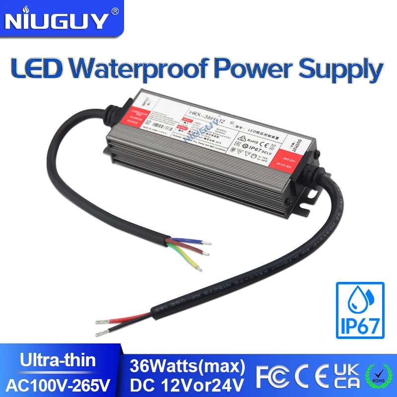 LED Waterproof Driver Power Supply AC110V-265V to DC12V 24V Lighting Transformer 36W A/D Converter for LED Strip Light Bulb leds converter power supply transformer driver ac110 250v to dc12v 5a low voltage output ip68 waterproof light regulator for outdoor lighting leds strips