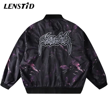 

LENSTID Spring Men Hip Hop Pilot Jacket Streetwear Dark Style Embroidery Windbreaker Bomber Jackets Harajuku Japanese Loose Coat