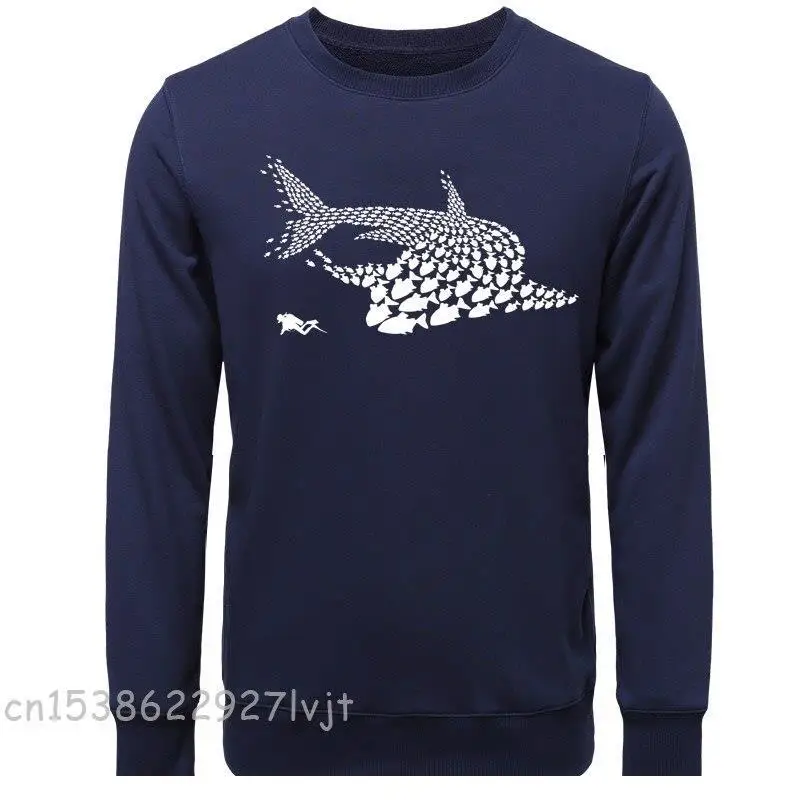 New Coming Hoodies Diving Fish Shark Diver Men Unisex Hoodies Sweatshirts Long Sleeve Clothing O-Neck Cotton Sweatshirt