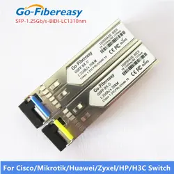 GLC-BX-10U совместимый 1000BASE-BX трансивер sfp-модуля (SMF, 1310nm-TX/1550nm-RX, 10 км, LC, DDM)