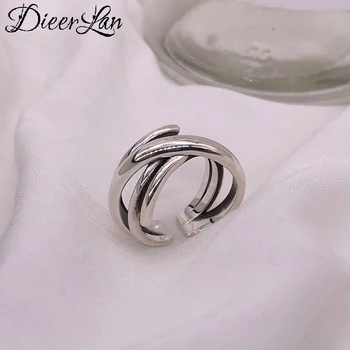 

Vintage Retro 925 Sterling Silver Adjustable Irregular Chains Rings For Women Female Fashion Punk Jewelry 2020