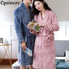 CYSINCOS, мужские халаты, фланелевый Халат, v-образный вырез, длинный рукав, Модный повседневный халат для пары, плюшевая шаль, кимоно,, мужской халат, пальто