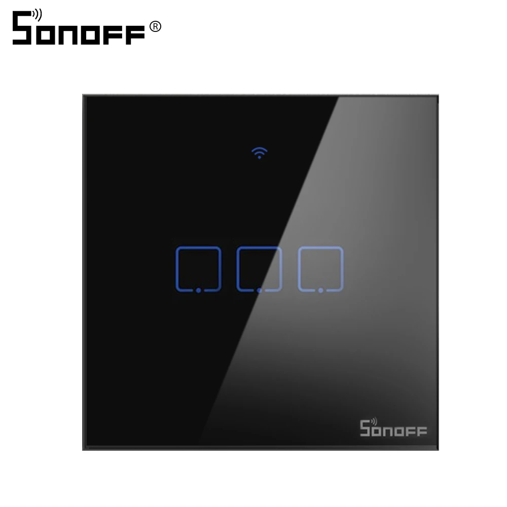 T3 EU 3C Интеллектуальный выключатель света SONOFF T3 Wi-Fi RF Беспроводной 433 МГц RF пульт Управление настенный сенсорный выключатель света Панель розетка ЕС/Великобритании партии 1/2/3 Поддержка Google Home Alexa - Комплект: T3 EU 3C