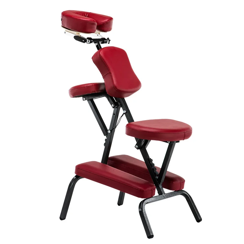 Salon chair Folding Adjustable Tattoo Scraping Chair folding massage chair portable tattoo chair folding beauty bed salon - Цвет: Wine red
