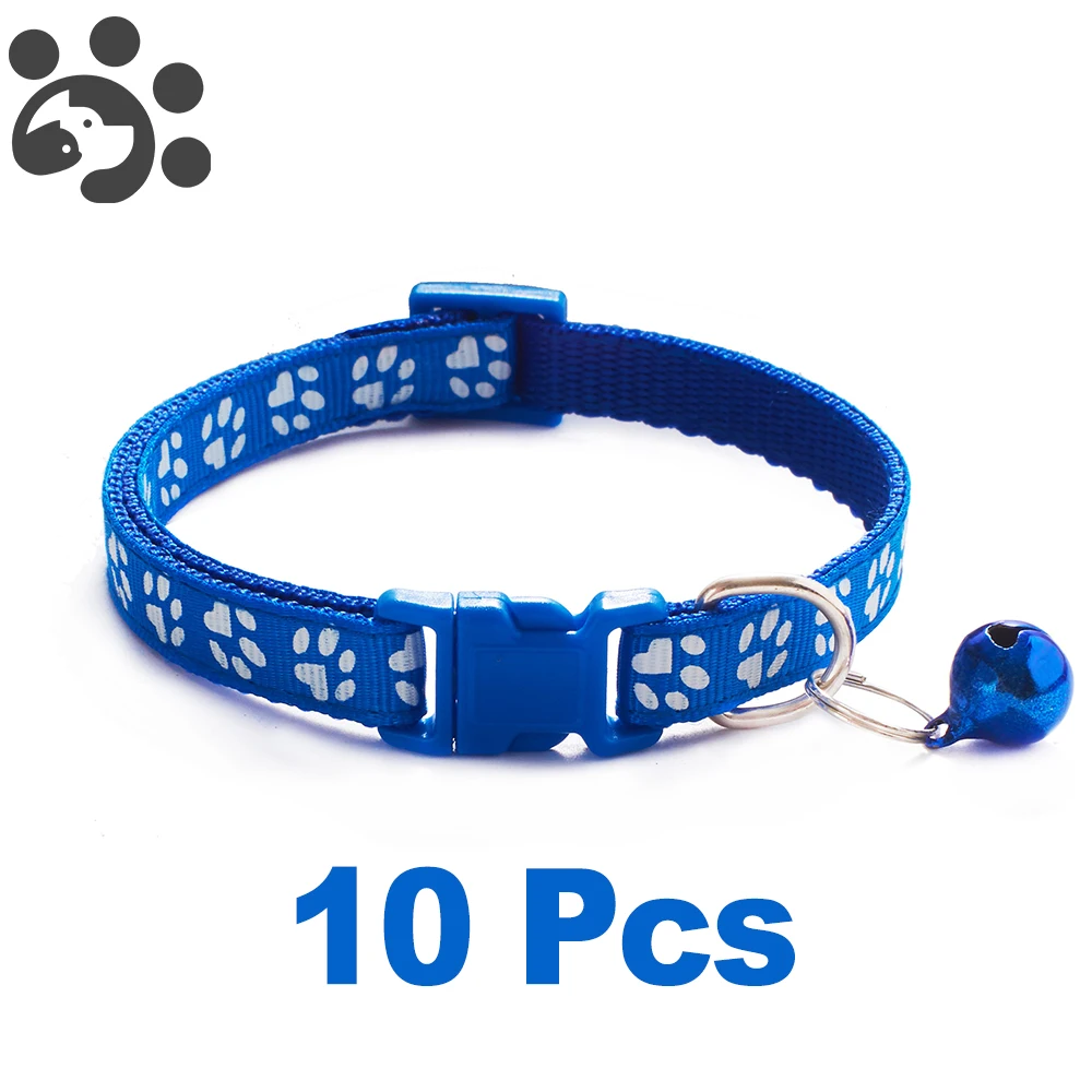 10Pcs Wholesale With Bell Collars Delicate Safety Casual Nylon Dog Collar Neck Strap Fashion Adjustable Bell Pet Cat Dog Collar 