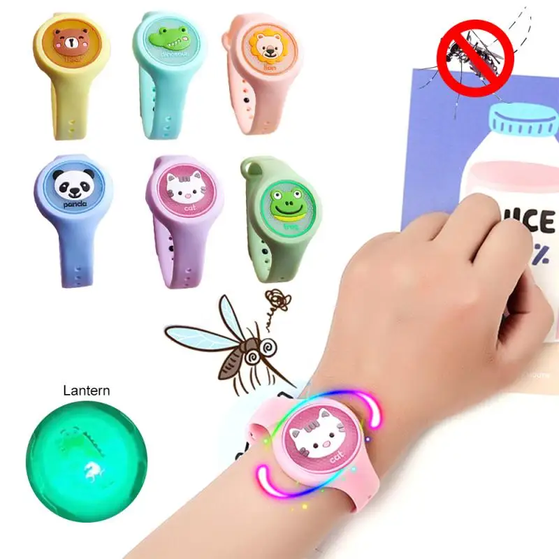 Pulsera repelente de mosquitos Natural para niños, pulsera repelente de mosquitos de dibujos animados, aceite de esencia de planta, anillo muñequera, 6 uds.