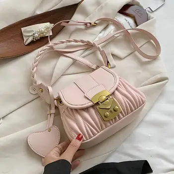 

Sweet Lady Woven Shoulder strap Armpit bag 2020 New Quality PU Leather Women's Designer Handbag Pleated Shoulder Messenger Bag
