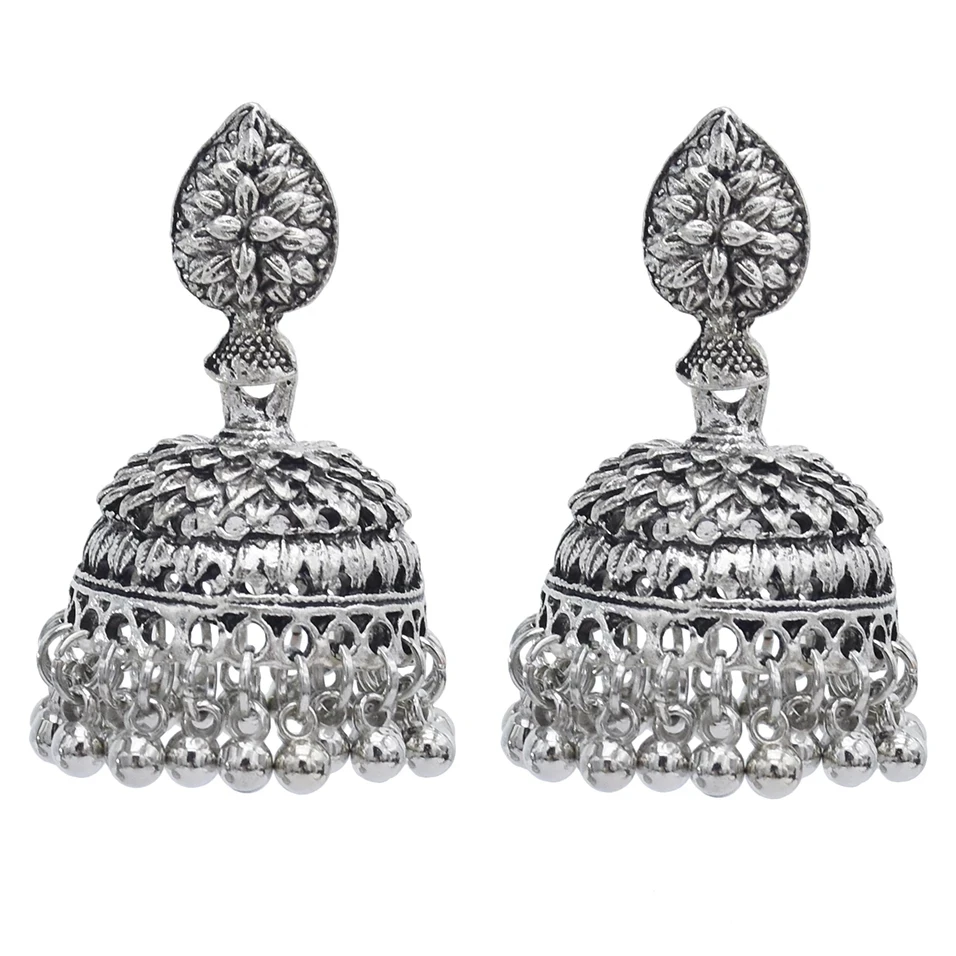 Афган Индия Jhumka цветок заявление серьги золото кисточкой падение Pendientes Oorbellen
