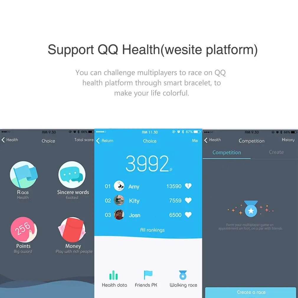LESHP унисекс OLED браслет трекер Водонепроницаемый умный Браслет 4,0 беспроводной черный для Iphone 5 Plus