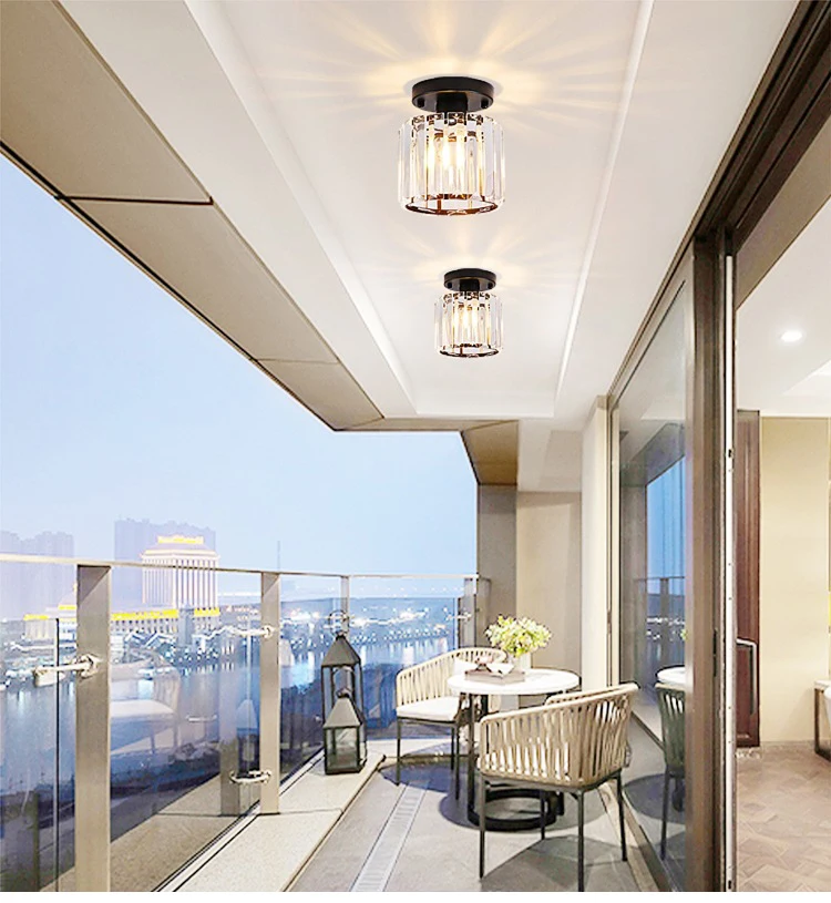 Nordic crystal ceiling light for aisle, corridor entrance, balcony, cloakroom,  luxury crystal small ceiling lamp hanging lights