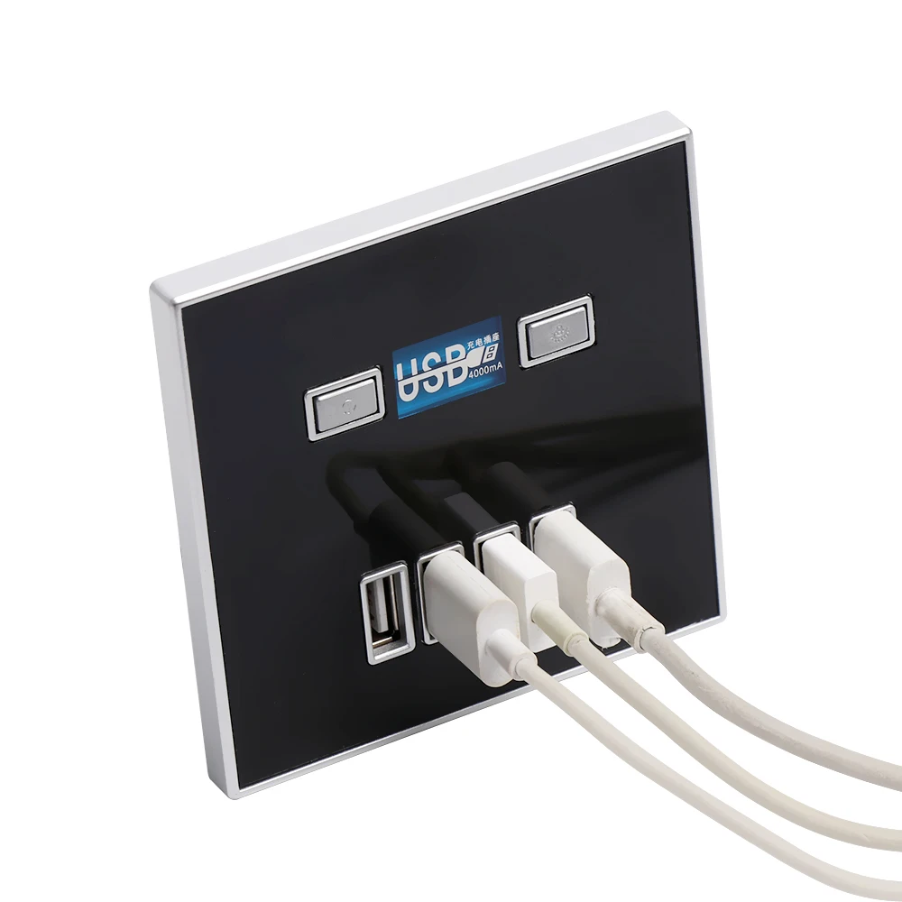 

DAYFULI High Quality 220V 4-PORT quick charger home use wall socket Power Usb Electrical Outlet 86mm * 86mm 4000MA