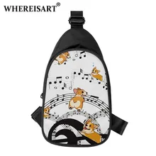 

WHEREISART Inimitable Design Men Women Clutch Coin Card Sling Bags Lovely Music Dog Pattern Key Crossbody Cozy Phone Chest Bags