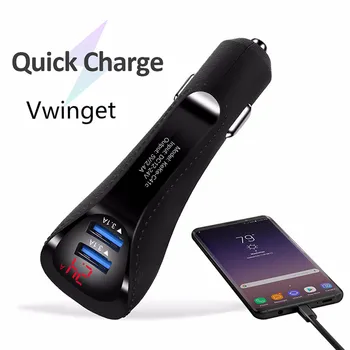

Digital Car Charger Dual USB Interface Mobile Phone Charger Display Voltage And Current Multi-function