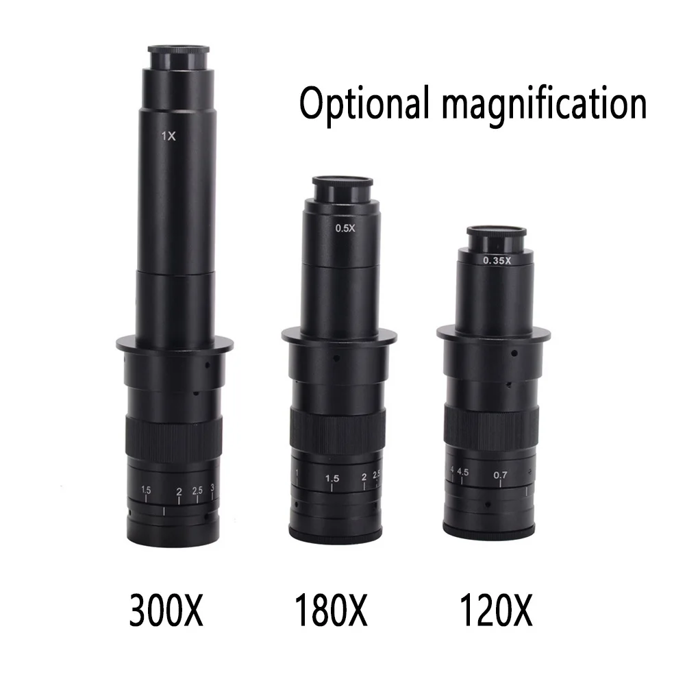 

10X-120X 180X 300X Zoom C-mounting Lens 0.7X-4.5X Magnification 25mm Interface Diameter for CCD CMOS Industrial Video Microscope