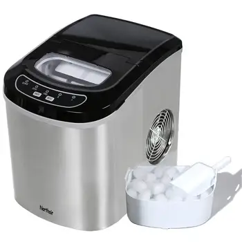 

HZB-12 Portable Home Juicer bar Ice Maker Machine Ice bullet machine Counter Top with 26lbs Daily Capacity Stainless Steel