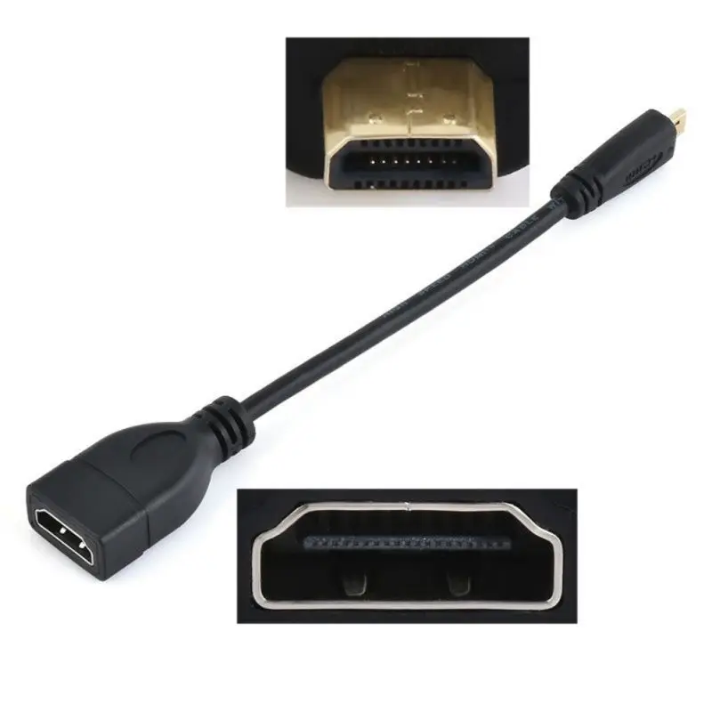 Высококачественный Универсальный Micro HDMI штекер и гнездового разъема HDMI Кабель-адаптер Позолоченный разъем шнур-переходник
