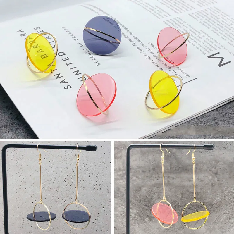 

Fashion translucent color three-dimensional space wafer pendant self made earring material bag DIY girl Earrings accessories