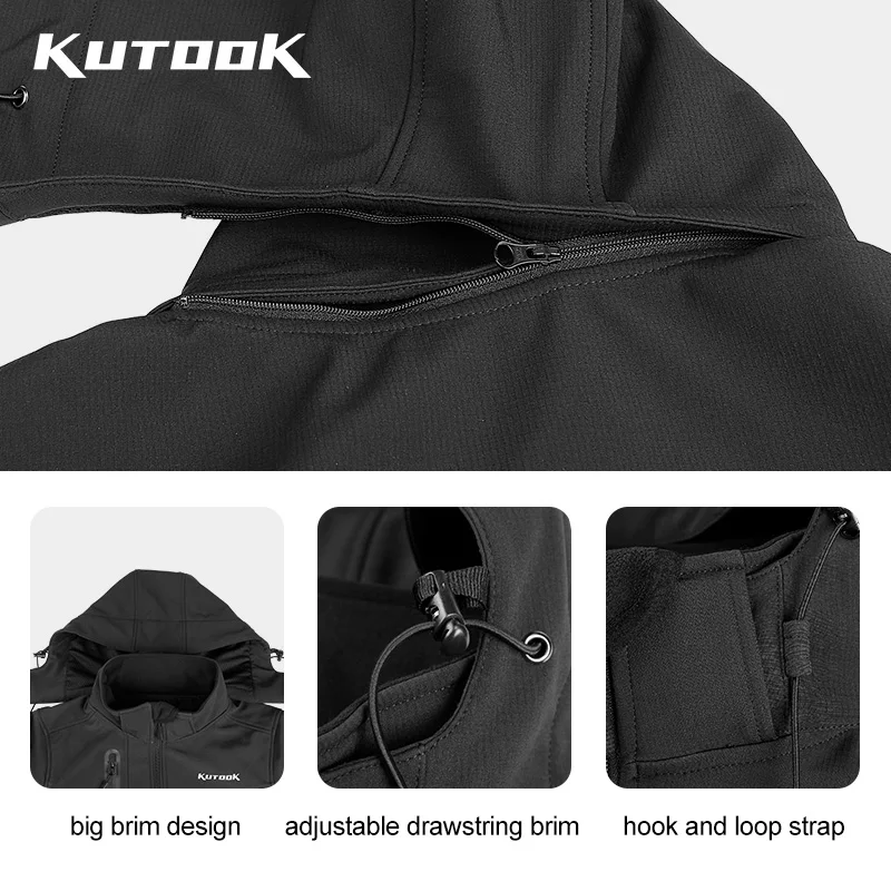 KUTOOK Outdoor Sport Men Soft Shell Jacket Waterproof Coat Winter Autumn Bicycle Clothing Thermal Hiking Hunting Jacket HC001