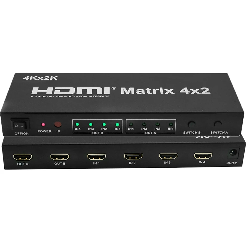 4K x 2K HDMI матрица 4x2+ аудио экстрактор HDMI переключатель сплиттер конвертер адаптер с пультом дистанционного управления 4 в 2 выход 4K 1080p HDTV DVD