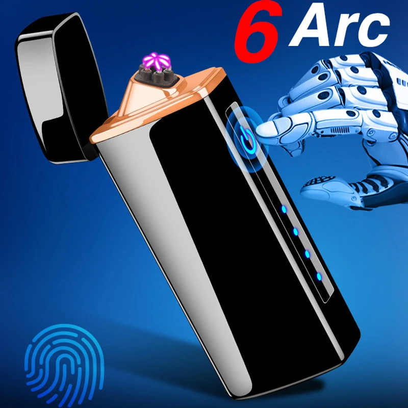 Новинка 6 дуг USB ветрозащитная импульсная зажигалка с шестью перекрестными