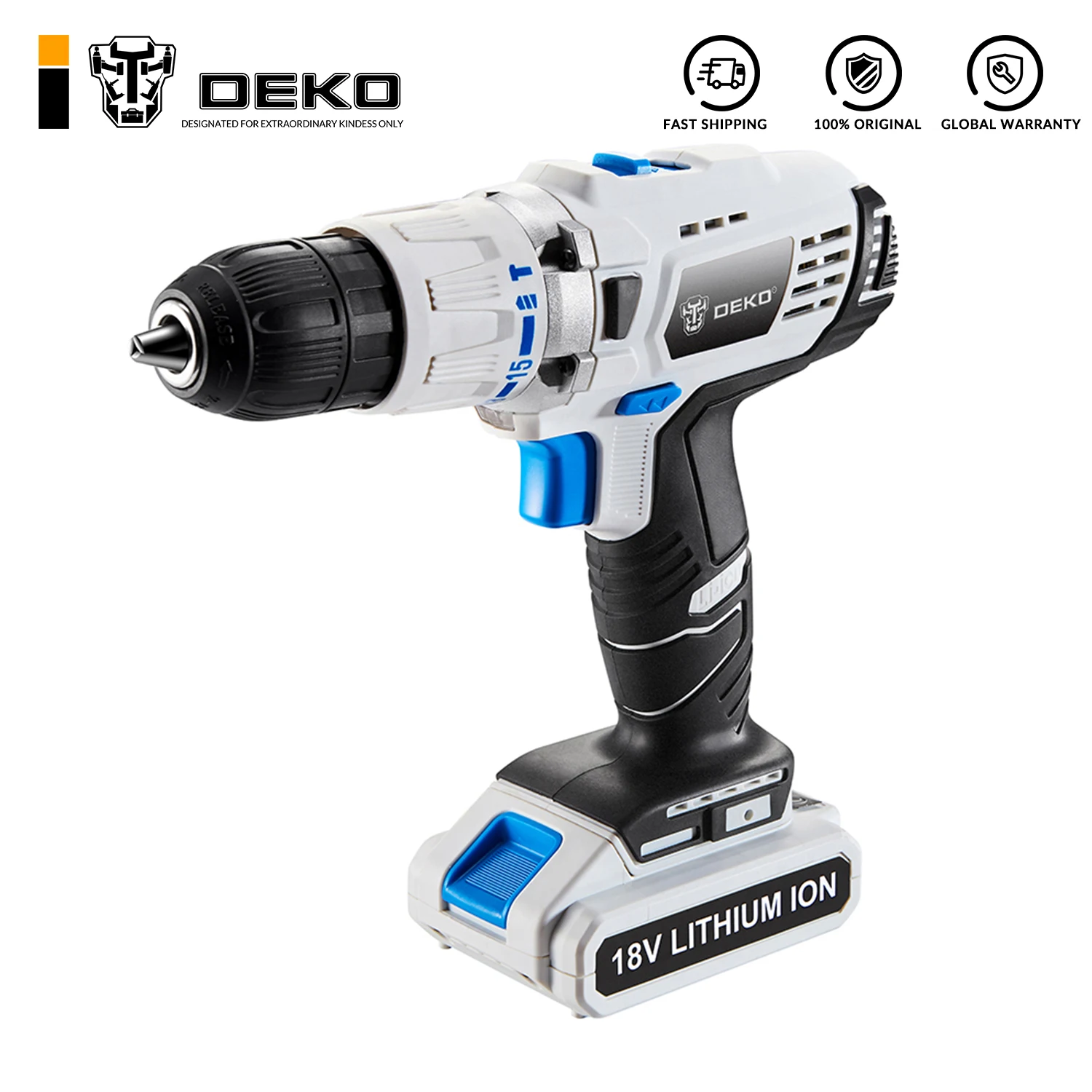 DEKO GCD18DU3 18V 50N.m DC новый дизайн 2 скоростной литий ионный аккумулятор Электрическая