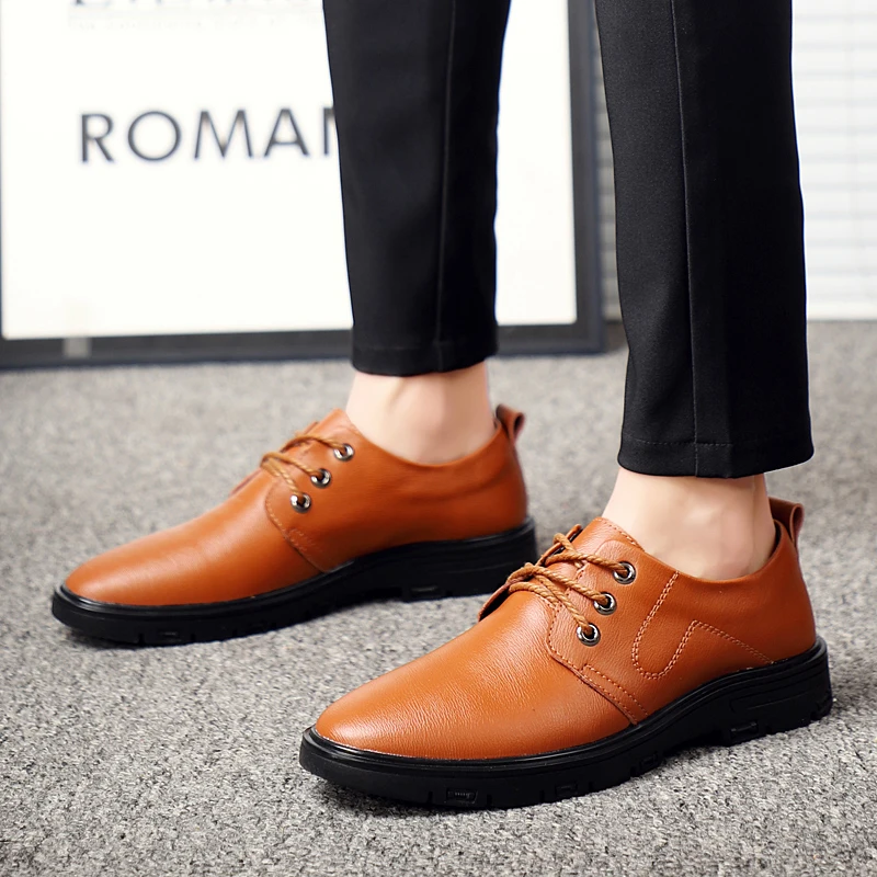 Quality Leather Shoes Men Flats Size 38-44 Comfortable Mens Casual Shoes Sneakers Outdoor Loafers Men business Shoes%007
