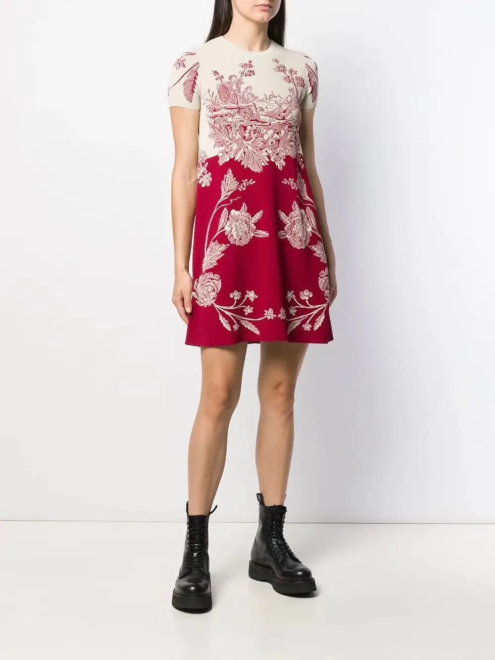 Новинка, женское Красное элегантное жаккардовое платье с О-образным вырезом и коротким рукавом, платье знаменитостей, вечернее облегающее Бандажное платье
