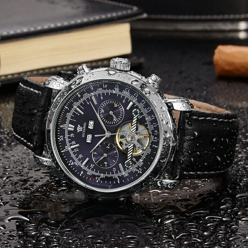 

Europe-asia wei Top Grade Leather Watch Strap Fully Automatic Multi-functional Men Waterproof Analog Watch Men Business European