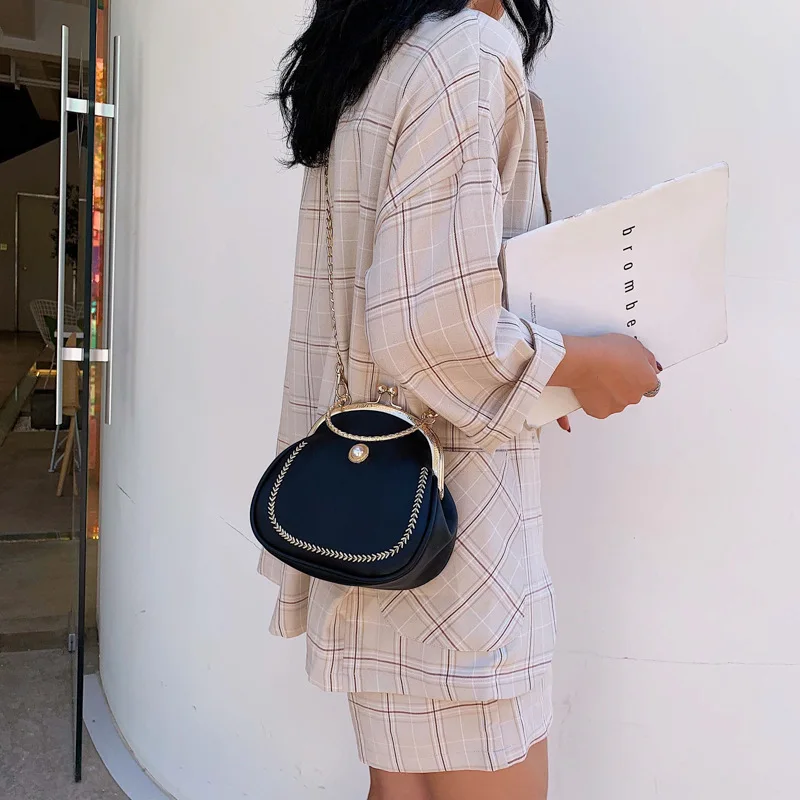 

Mini Small Bag Women's 2019 New Style Summer Hipster Textured Saddle Bag Versatile Shoulder Bag with Chain