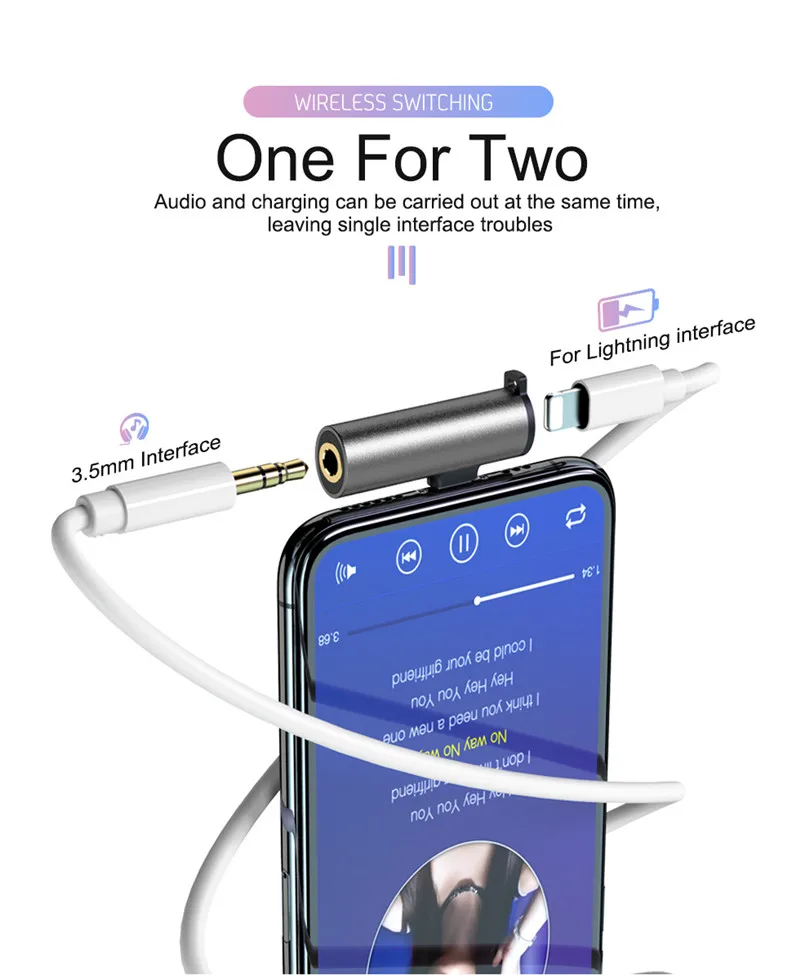 Аудио Aux адаптер наушники для iPhone 11 Pro XS Max XR X 8 7 сплиттер для освещения до 3,5 мм разъем для наушников Быстрая зарядка