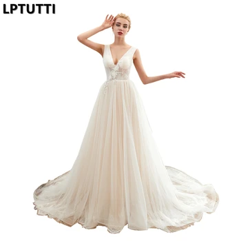 

LPTUTTI Appliques Beading New Sexy Vintage Princess Bridal Marriage Gown Bride Simple Party Events Long Luxury Wedding Dresses
