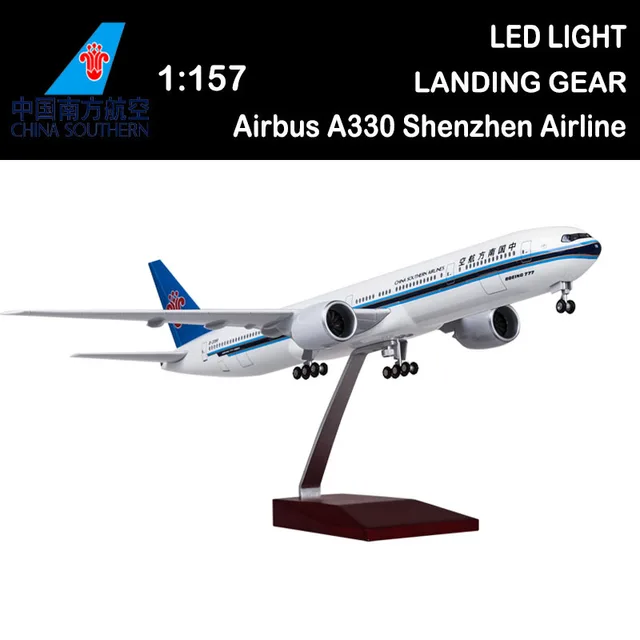 47CM 1/157 Boeing B777 Dreamliner Aircraft Air China Southern Airlines Model Light Diecast Plane Kids Toys Adult Airline Display