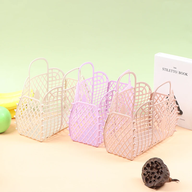

Bathroom Laundry Basket Small Foldable Mesh Portable Plastic Storage Organizers For Household Clothes Storage